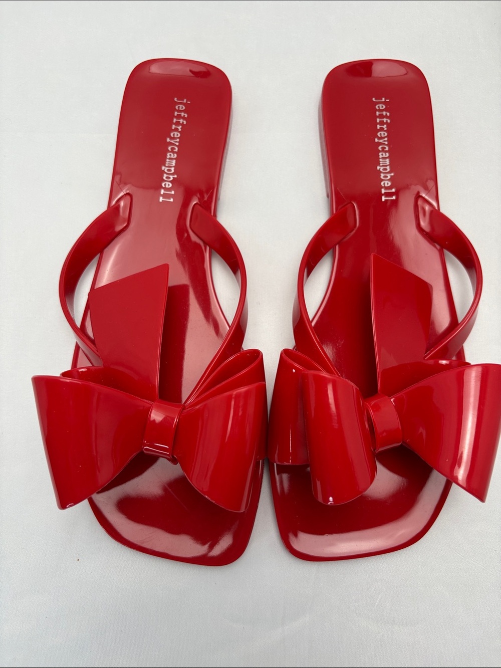 Jeffrey Campbell Women’s 7 Glossy Red Jelly Flip Sandals #707 - Picture 9 of 13